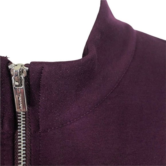 T Tahari Womens 12 Large Mock Neck Long Sleeves Fit & Flare Dress Purple Ponte - Picture 4 of 12